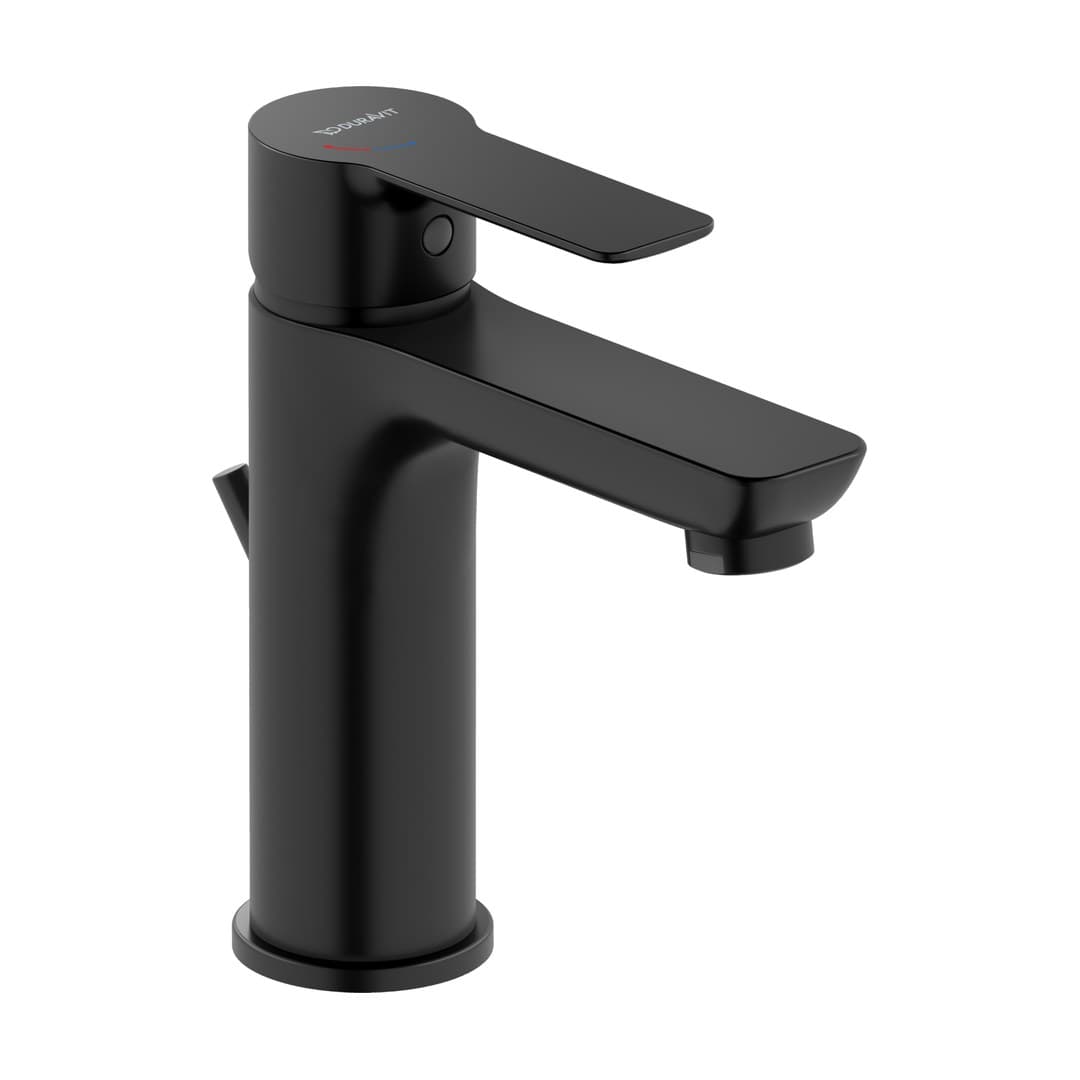 Duravit D-Code – Μπαταρία Νιπτήρα – M, FreshStart, MinusFlow, με βαλβίδα – Black Matt (DC1023001046)