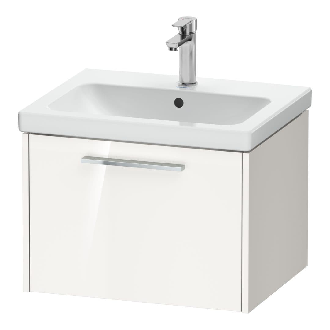 Duravit D-Code – Έπιπλο Νιπτήρα – 584 mm, 1 συρτάρι, νιπτήρας κέντρο, Chrome Glossy – White High Gloss, Decor (DC4665010220000)