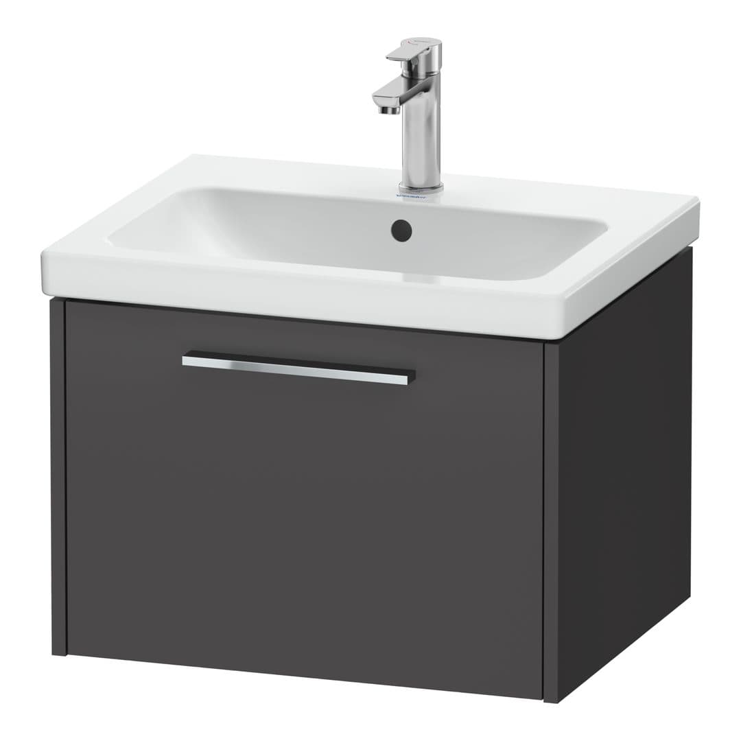 Duravit D-Code – Έπιπλο Νιπτήρα – 584 mm, 1 συρτάρι, νιπτήρας κέντρο, Chrome Glossy – Graphite Matt, Decor (DC4665010490000)