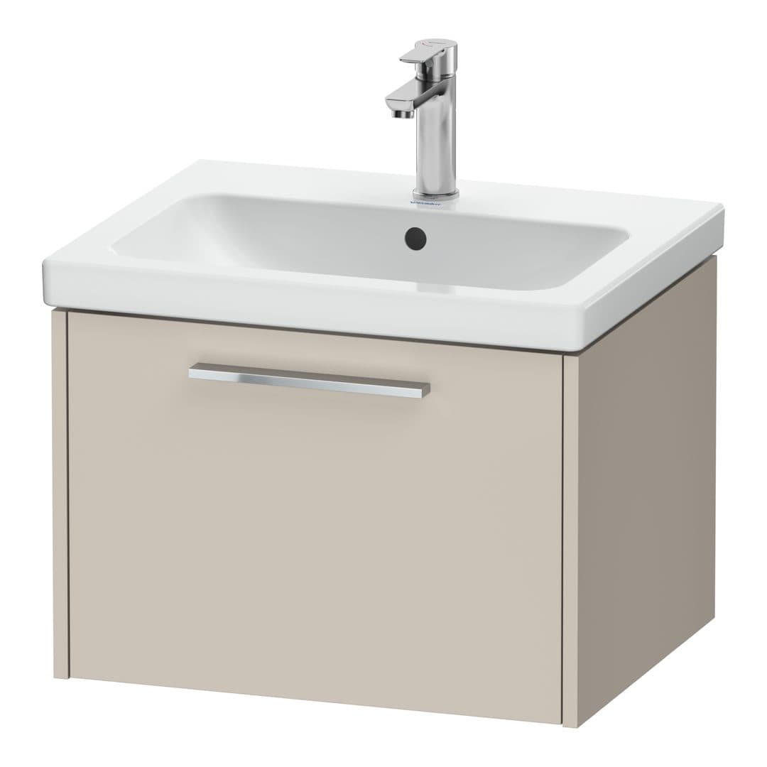 Duravit D-Code – Έπιπλο Νιπτήρα – 584 mm, 1 συρτάρι, νιπτήρας κέντρο, Chrome Glossy – Taupe Matt, Decor (DC4665010910000)