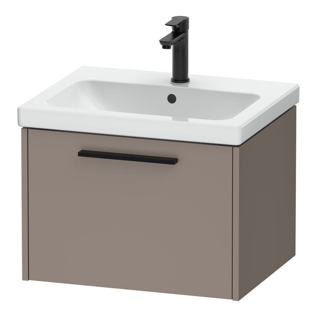 Duravit D-Code – Έπιπλο Νιπτήρα – 584 mm, 1 συρτάρι, νιπτήρας κέντρο, Diamond black Matt – Basalte Matt, Decor (DC46650BD430000)