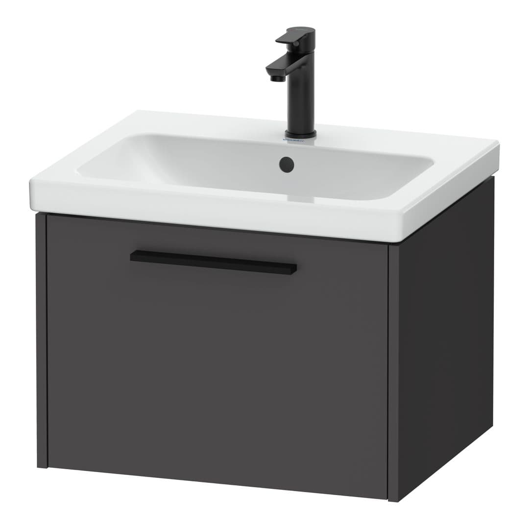 Duravit D-Code – Έπιπλο Νιπτήρα – 584 mm, 1 συρτάρι, νιπτήρας κέντρο, Diamond black Matt – Graphite Matt, Decor (DC46650BD490000)