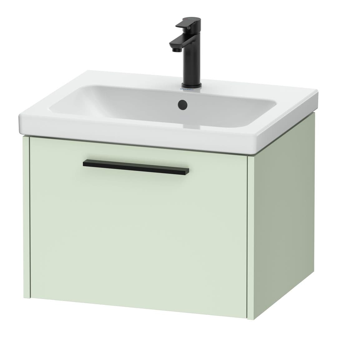 Duravit D-Code – Έπιπλο Νιπτήρα – 584 mm, 1 συρτάρι, νιπτήρας κέντρο, Diamond black Matt – Pale Green Matt, Decor (DC46650BDHH0000)