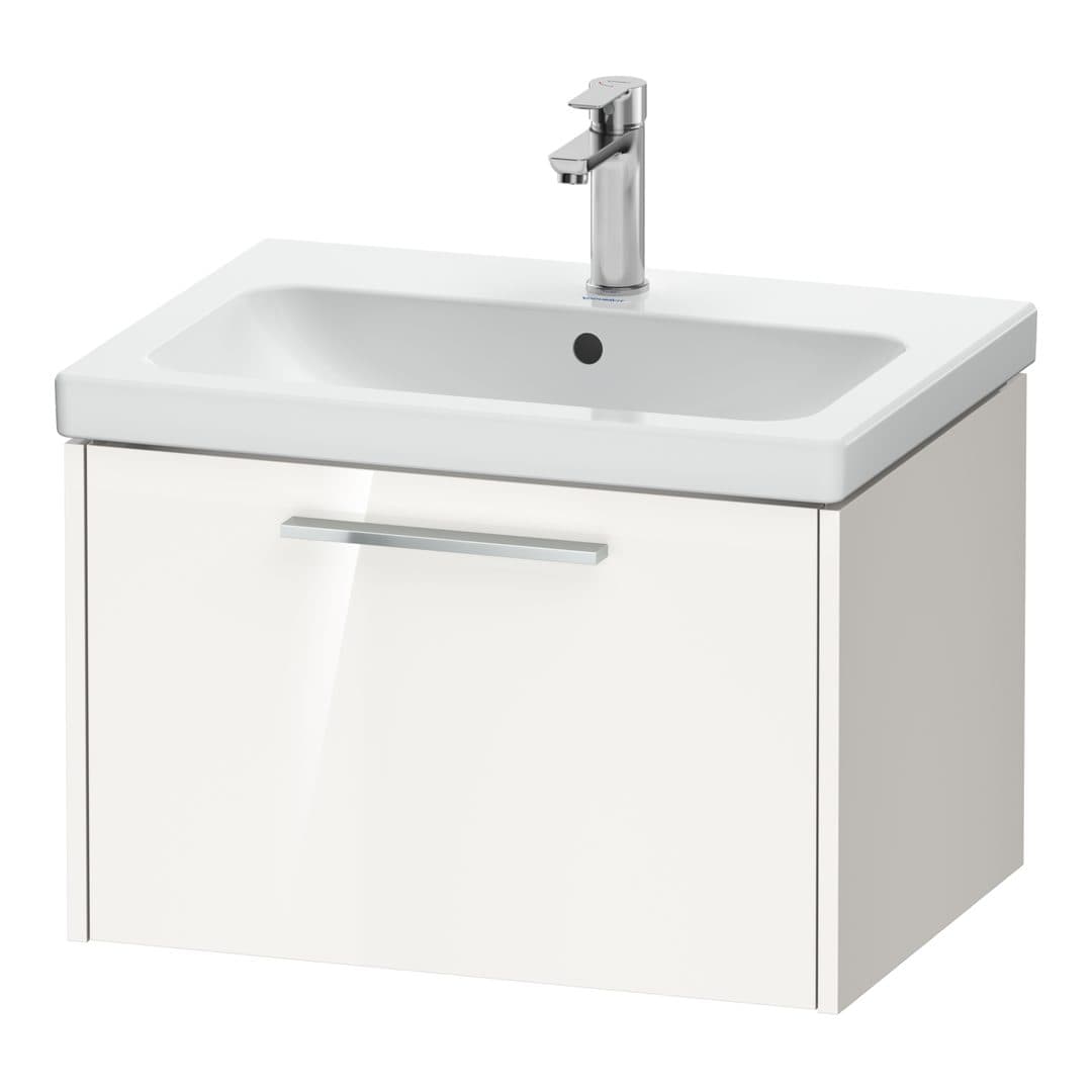 Duravit D-Code – Έπιπλο Νιπτήρα – 634 mm, 1 συρτάρι, νιπτήρας κέντρο, Chrome Glossy – White High Gloss, Decor (DC4666010220000)