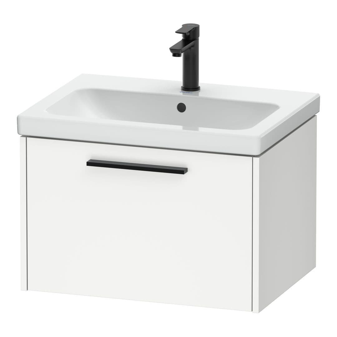 Duravit D-Code – Έπιπλο Νιπτήρα – 634 mm, 1 συρτάρι, νιπτήρας κέντρο, Diamond black Matt – White Matt, Decor (DC46660BD180000)