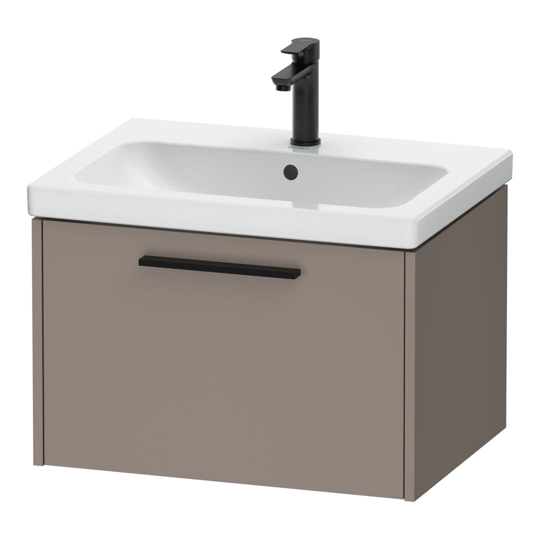 Duravit D-Code – Έπιπλο Νιπτήρα – 634 mm, 1 συρτάρι, νιπτήρας κέντρο, Diamond black Matt – Basalte Matt, Decor (DC46660BD430000)