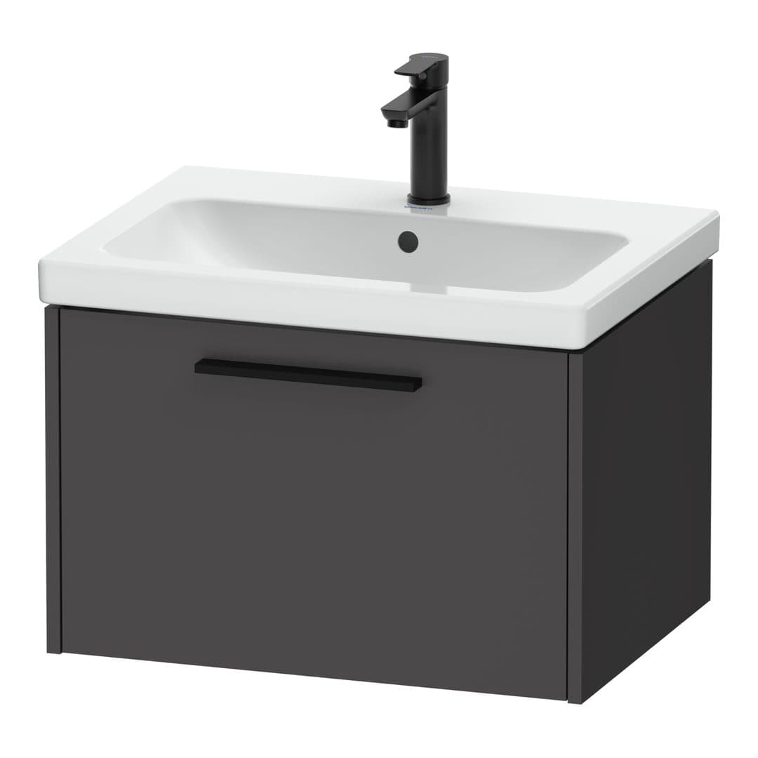 Duravit D-Code – Έπιπλο Νιπτήρα – 634 mm, 1 συρτάρι, νιπτήρας κέντρο, Diamond black Matt – Graphite Matt, Decor (DC46660BD490000)