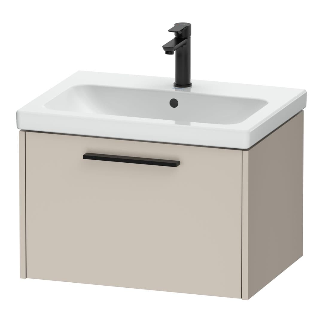 Duravit D-Code – Έπιπλο Νιπτήρα – 634 mm, 1 συρτάρι, νιπτήρας κέντρο, Diamond black Matt – Taupe Matt, Decor (DC46660BD910000)