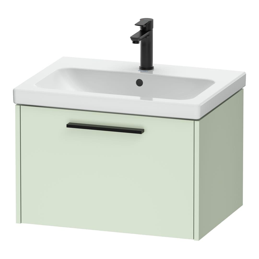 Duravit D-Code – Έπιπλο Νιπτήρα – 634 mm, 1 συρτάρι, νιπτήρας κέντρο, Diamond black Matt – Pale Green Matt, Decor (DC46660BDHH0000)