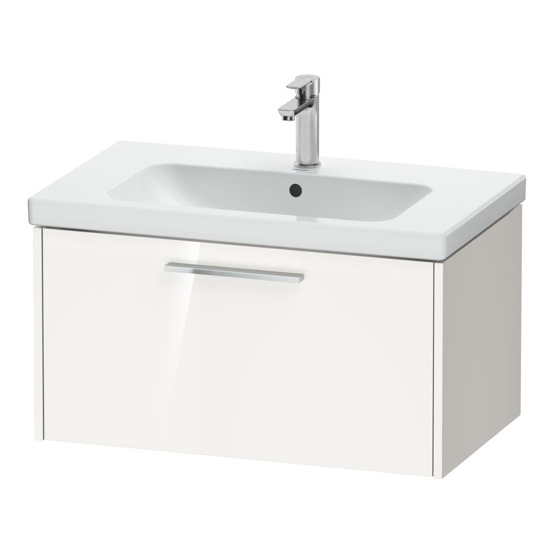 Duravit D-Code – Έπιπλο Νιπτήρα – 784 mm, 1 συρτάρι, νιπτήρας κέντρο, Chrome Glossy – White High Gloss, Decor (DC4667010220000)