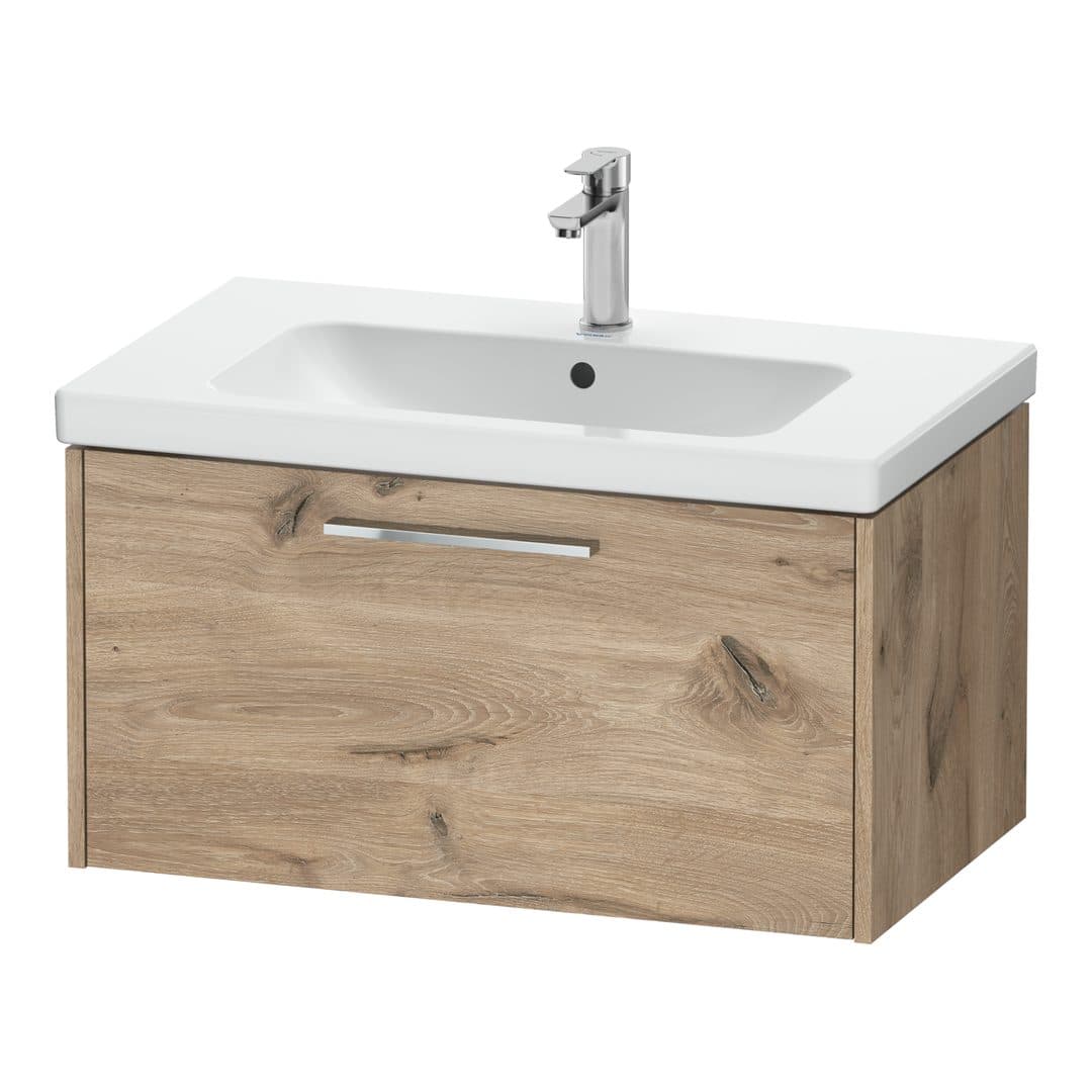 Duravit D-Code – Έπιπλο Νιπτήρα – 784 mm, 1 συρτάρι, νιπτήρας κέντρο, Chrome Glossy – Marbled Oak Matt, Decor (DC4667010550000)