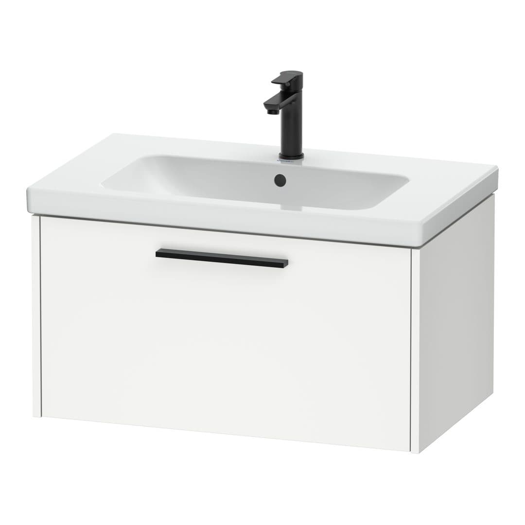 Duravit D-Code – Έπιπλο Νιπτήρα – 784 mm, 1 συρτάρι, νιπτήρας κέντρο, Diamond black Matt – White Matt, Decor (DC46670BD180000)