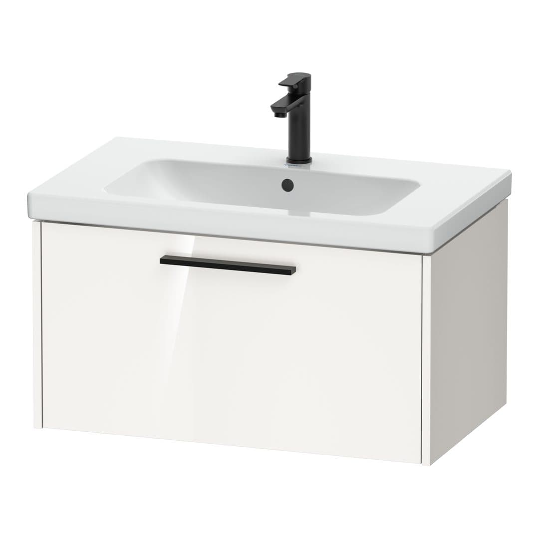 Duravit D-Code – Έπιπλο Νιπτήρα – 784 mm, 1 συρτάρι, νιπτήρας κέντρο, Diamond black Matt – White High Gloss, Decor (DC46670BD220000)