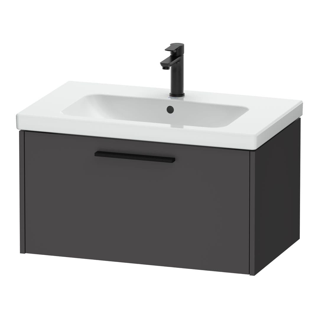 Duravit D-Code – Έπιπλο Νιπτήρα – 784 mm, 1 συρτάρι, νιπτήρας κέντρο, Diamond black Matt – Graphite Matt, Decor (DC46670BD490000)