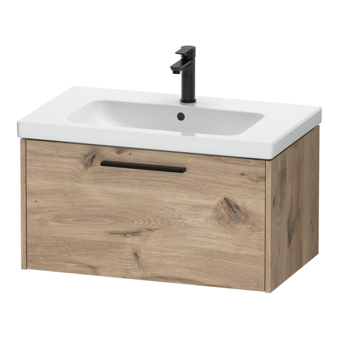 Duravit D-Code – Έπιπλο Νιπτήρα – 784 mm, 1 συρτάρι, νιπτήρας κέντρο, Diamond black Matt – Marbled Oak Matt, Decor (DC46670BD550000)