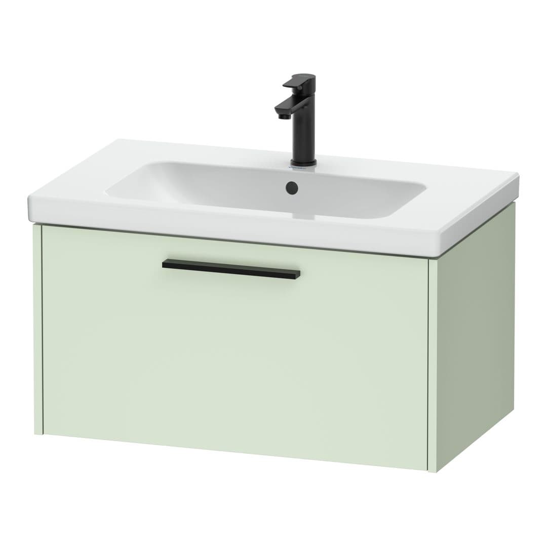 Duravit D-Code – Έπιπλο Νιπτήρα – 784 mm, 1 συρτάρι, νιπτήρας κέντρο, Diamond black Matt – Pale Green Matt, Decor (DC46670BDHH0000)