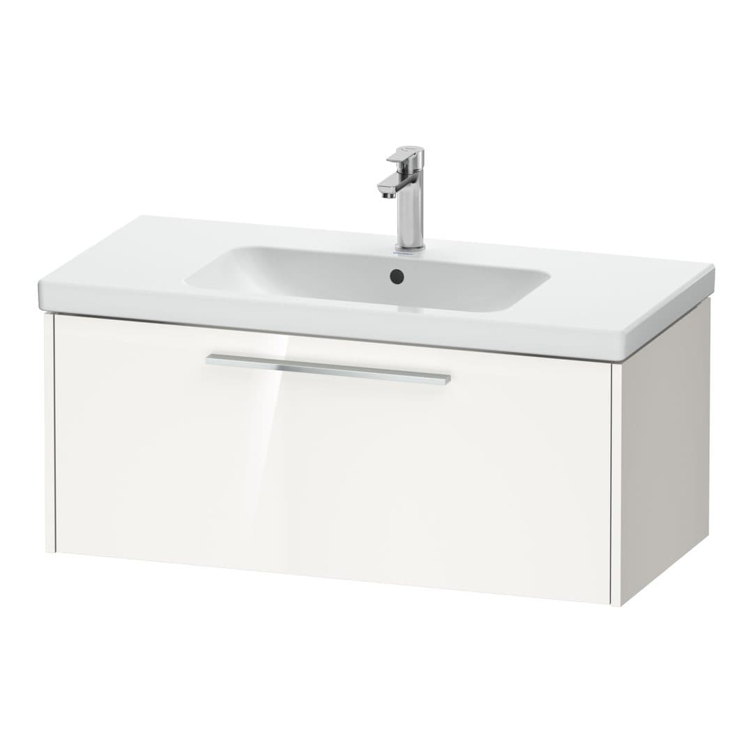 Duravit D-Code – Έπιπλο Νιπτήρα – 984 mm, 1 συρτάρι, νιπτήρας κέντρο, Chrome Glossy – White High Gloss, Decor (DC4668010220000)