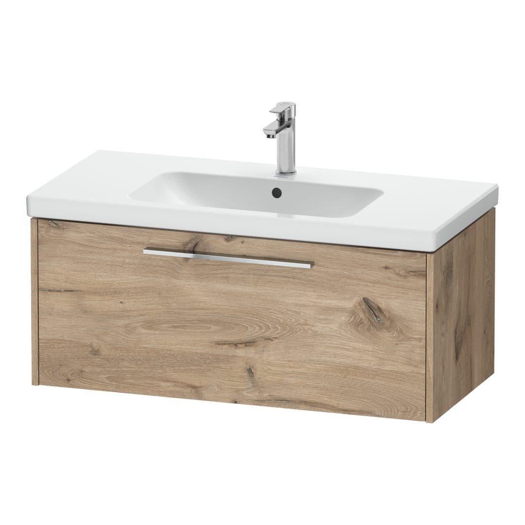 Duravit D-Code – Έπιπλο Νιπτήρα – 984 mm, 1 συρτάρι, νιπτήρας κέντρο, Chrome Glossy – Marbled Oak Matt, Decor (DC4668010550000)