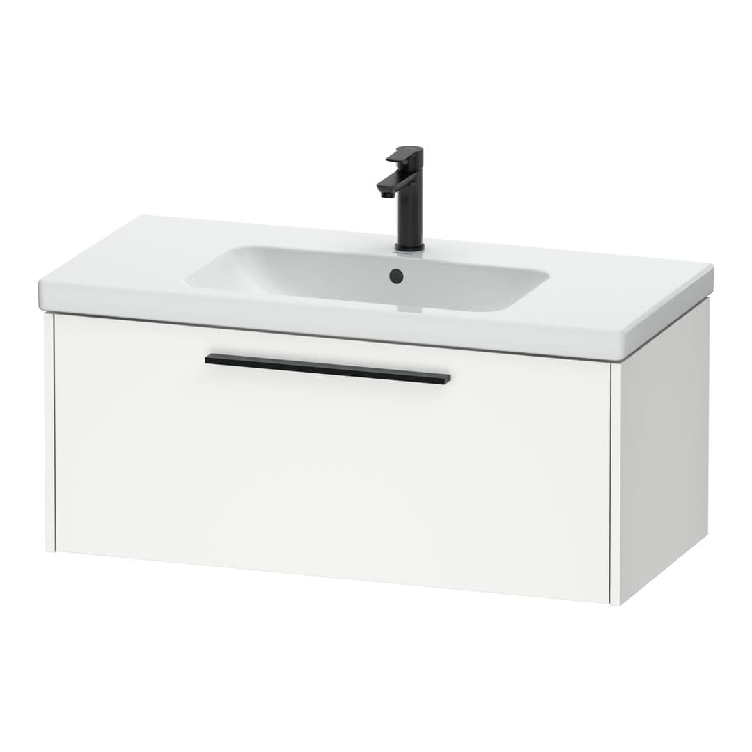 Duravit D-Code – Έπιπλο Νιπτήρα – 984 mm, 1 συρτάρι, νιπτήρας κέντρο, Diamond black Matt – White Matt, Decor (DC46680BD180000)