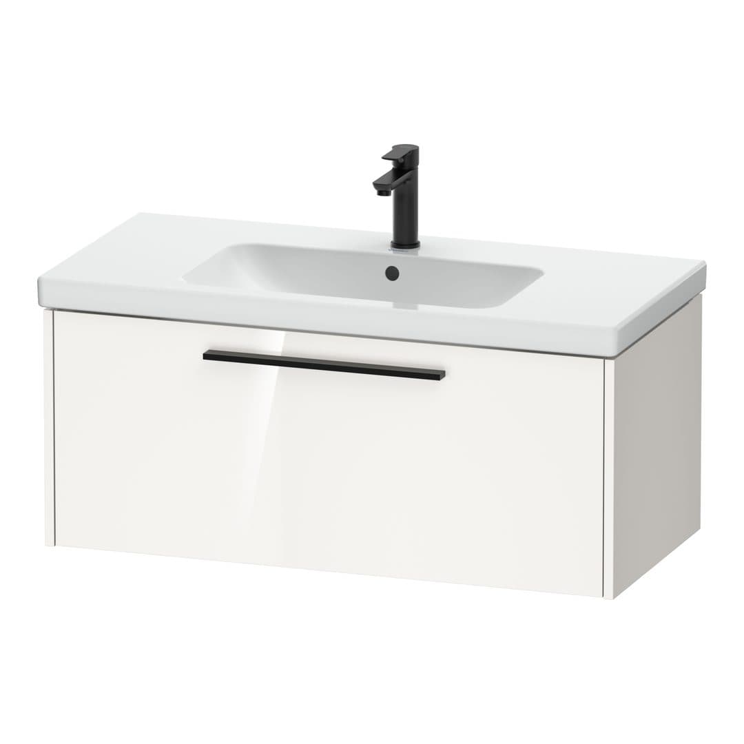 Duravit D-Code – Έπιπλο Νιπτήρα – 984 mm, 1 συρτάρι, νιπτήρας κέντρο, Diamond black Matt – White High Gloss, Decor (DC46680BD220000)