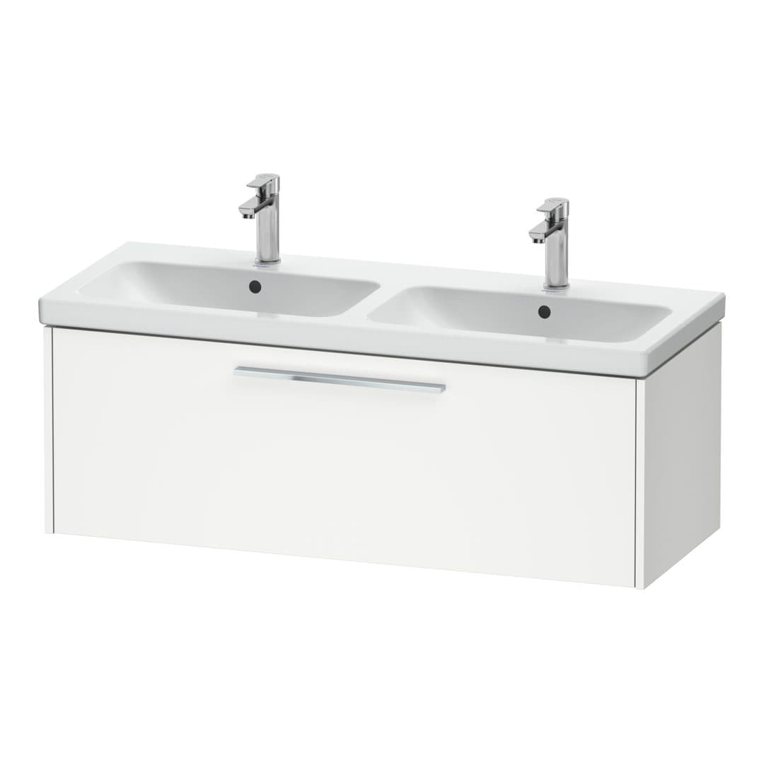 Duravit D-Code – Έπιπλο Νιπτήρα – 1184 mm, 1 συρτάρι, νιπτήρας κέντρο, Chrome Glossy – White Matt, Decor (DC4669010180000)