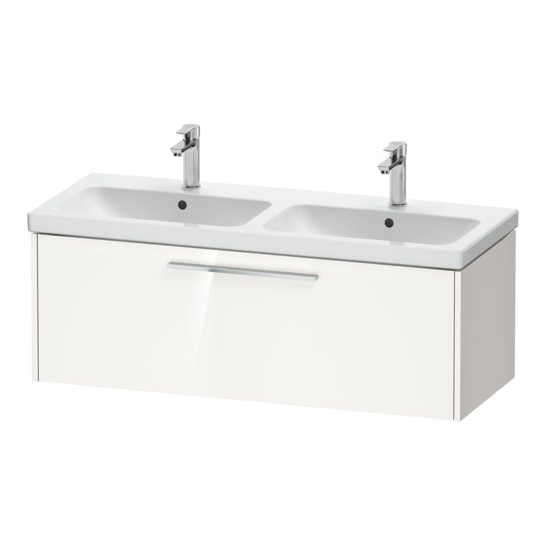 Duravit D-Code – Έπιπλο Νιπτήρα – 1184 mm, 1 συρτάρι, νιπτήρας κέντρο, Chrome Glossy – White High Gloss, Decor (DC4669010220000)