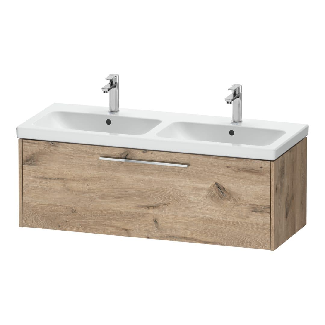 Duravit D-Code – Έπιπλο Νιπτήρα – 1184 mm, 1 συρτάρι, νιπτήρας κέντρο, Chrome Glossy – Marbled Oak Matt, Decor (DC4669010550000)