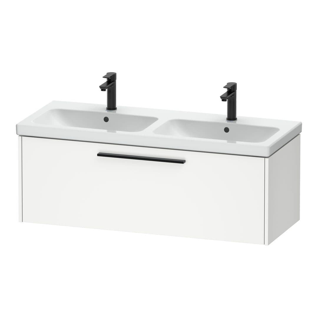 Duravit D-Code – Έπιπλο Νιπτήρα – 1184 mm, 1 συρτάρι, νιπτήρας κέντρο, Diamond black Matt – White Matt, Decor (DC46690BD180000)