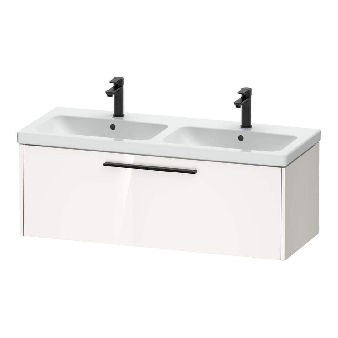 Duravit D-Code – Έπιπλο Νιπτήρα – 1184 mm, 1 συρτάρι, νιπτήρας κέντρο, Diamond black Matt – White High Gloss, Decor (DC46690BD220000)