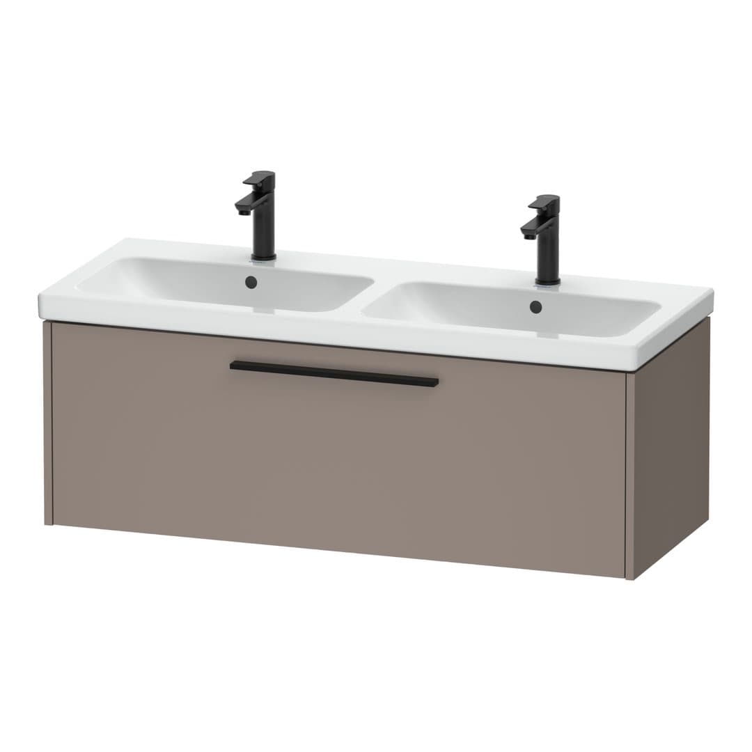 Duravit D-Code – Έπιπλο Νιπτήρα – 1184 mm, 1 συρτάρι, νιπτήρας κέντρο, Diamond black Matt – Basalte Matt, Decor (DC46690BD430000)