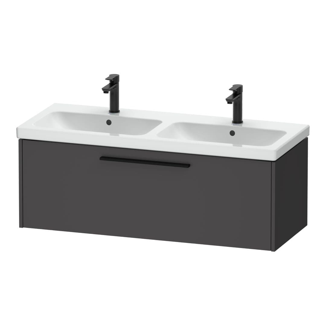 Duravit D-Code – Έπιπλο Νιπτήρα – 1184 mm, 1 συρτάρι, νιπτήρας κέντρο, Diamond black Matt – Graphite Matt, Decor (DC46690BD490000)