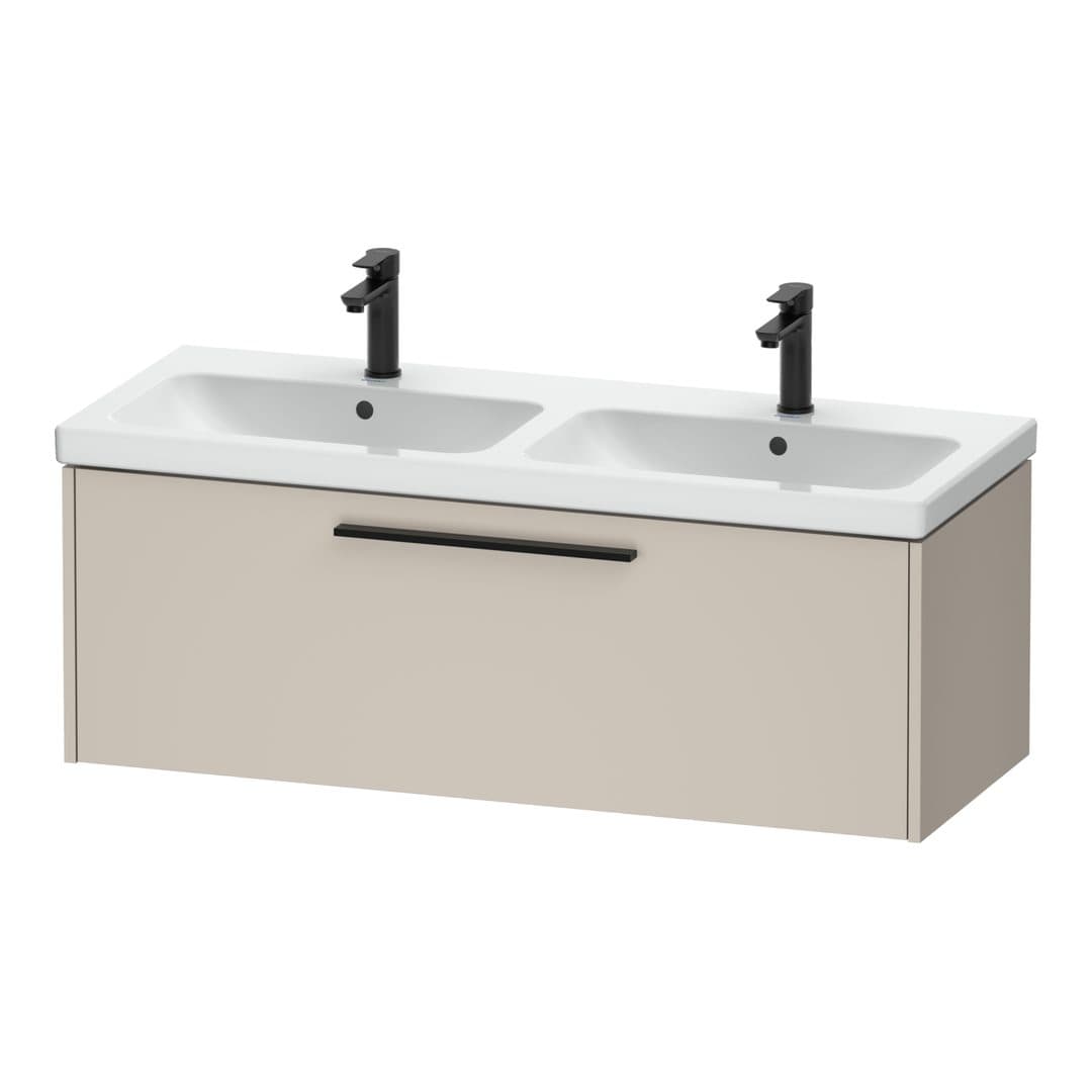 Duravit D-Code – Έπιπλο Νιπτήρα – 1184 mm, 1 συρτάρι, νιπτήρας κέντρο, Diamond black Matt – Taupe Matt, Decor (DC46690BD910000)