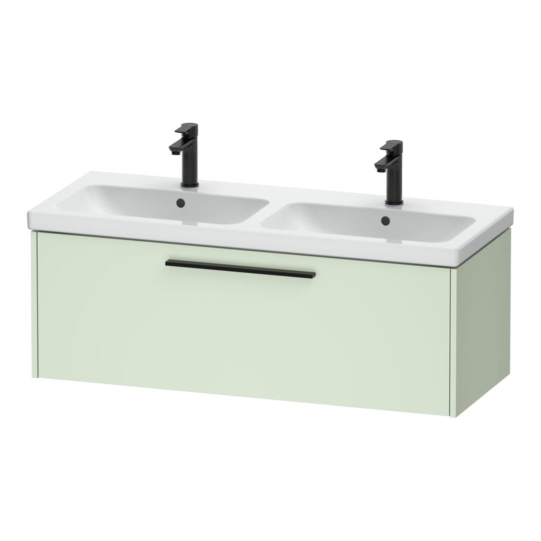 Duravit D-Code – Έπιπλο Νιπτήρα – 1184 mm, 1 συρτάρι, νιπτήρας κέντρο, Diamond black Matt – Pale Green Matt, Decor (DC46690BDHH0000)