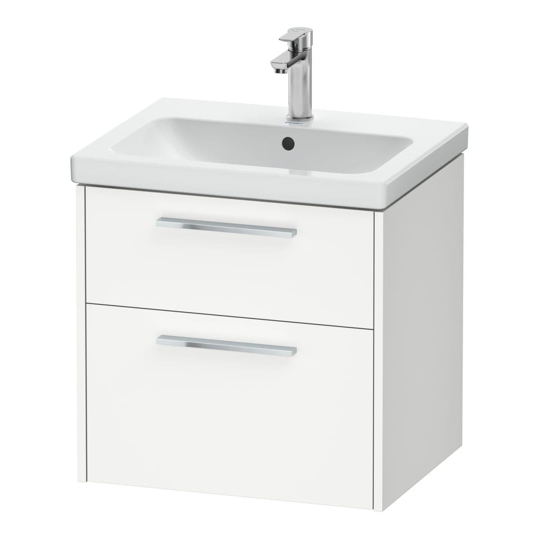 Duravit D-Code – Έπιπλο Νιπτήρα – 584 mm, 2 συρτάρια, νιπτήρας κέντρο, Chrome Glossy – White Matt, Decor (DC4670010180000)
