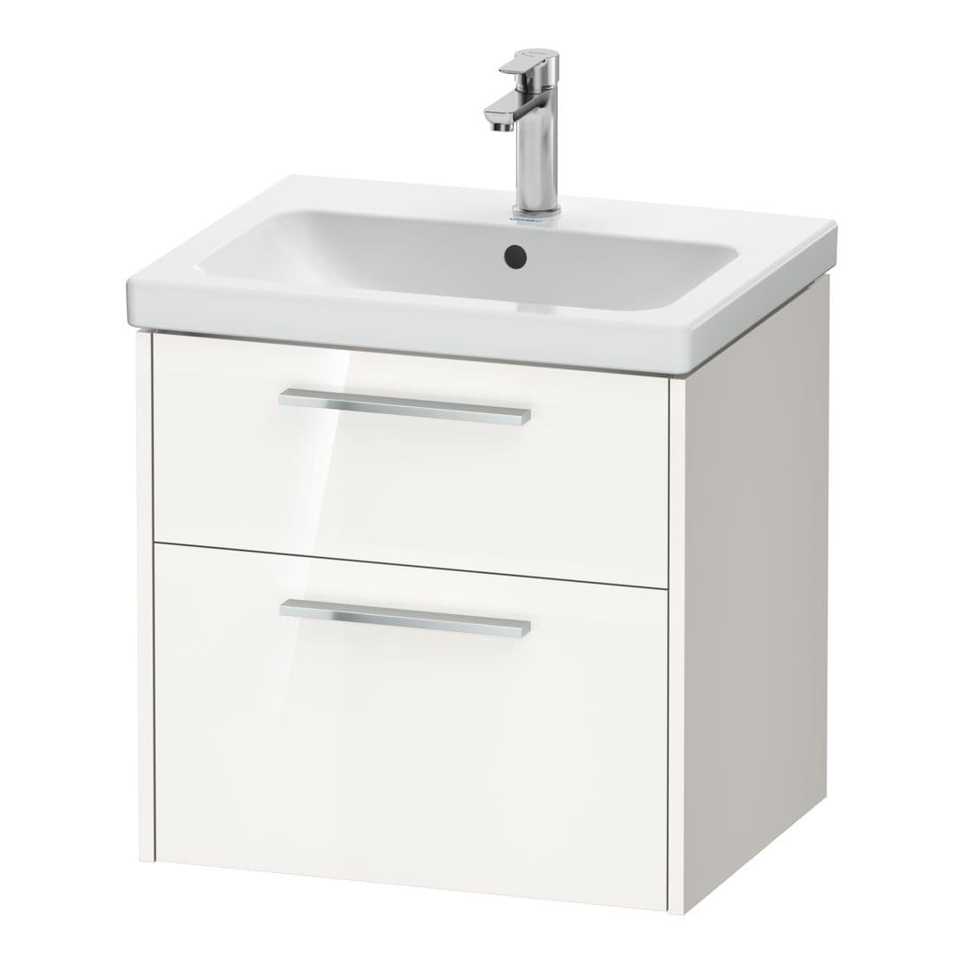 Duravit D-Code – Έπιπλο Νιπτήρα – 584 mm, 2 συρτάρια, νιπτήρας κέντρο, Chrome Glossy – White High Gloss, Decor (DC4670010220000)