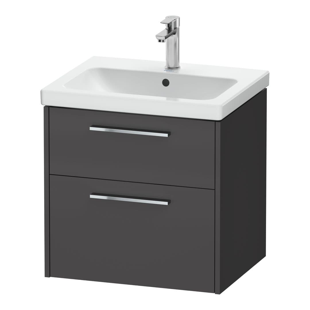 Duravit D-Code – Έπιπλο Νιπτήρα – 584 mm, 2 συρτάρια, νιπτήρας κέντρο, Chrome Glossy – Graphite Matt, Decor (DC4670010490000)