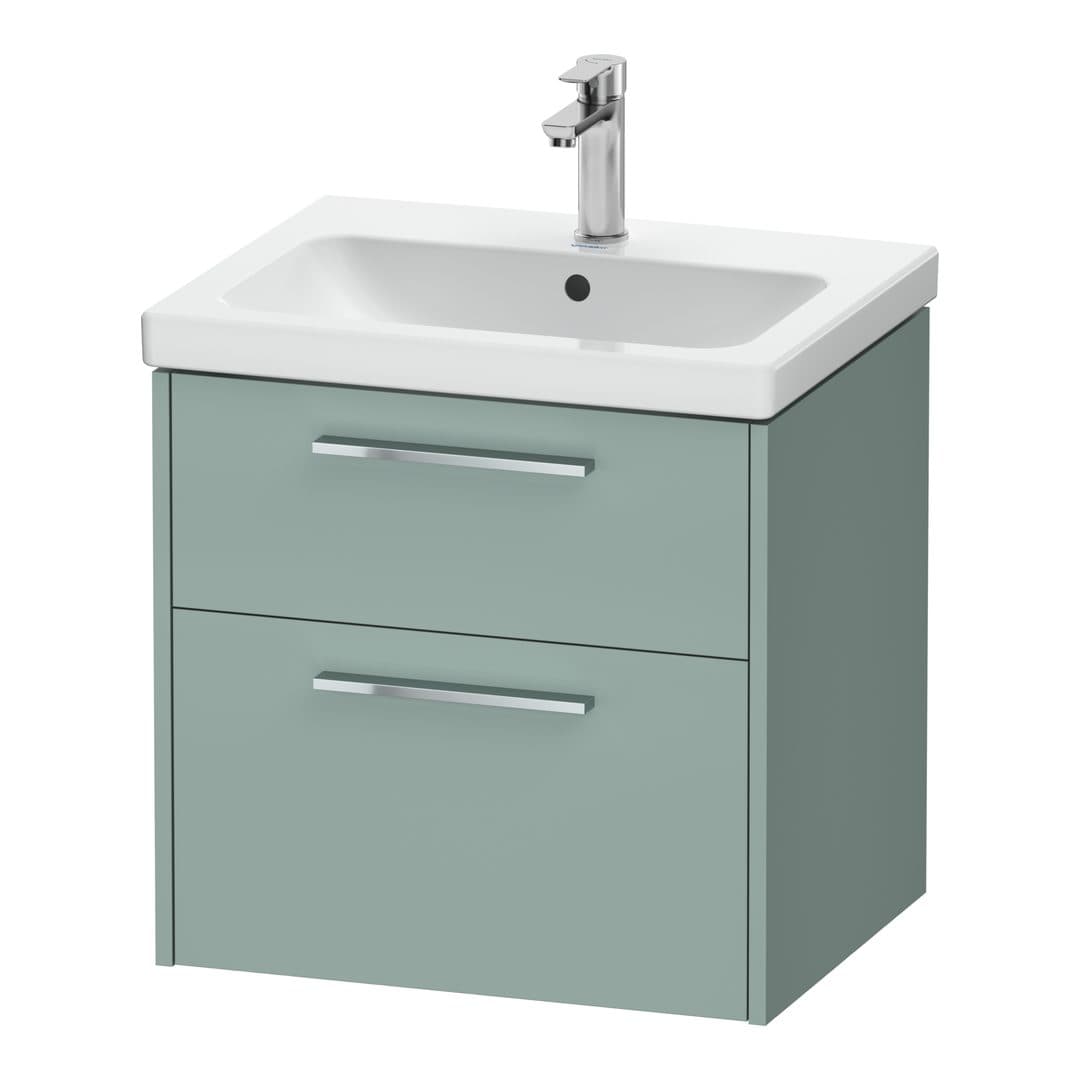 Duravit D-Code – Έπιπλο Νιπτήρα – 584 mm, 2 συρτάρια, νιπτήρας κέντρο, Chrome Glossy – Fjord Green Matt, Decor (DC4670010HG0000)