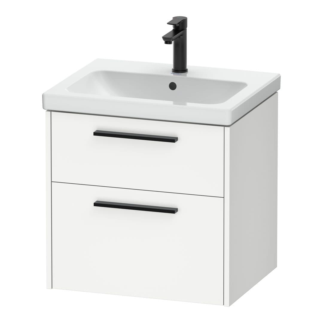 Duravit D-Code – Έπιπλο Νιπτήρα – 584 mm, 2 συρτάρια, νιπτήρας κέντρο, Diamond black Matt – White Matt, Decor (DC46700BD180000)