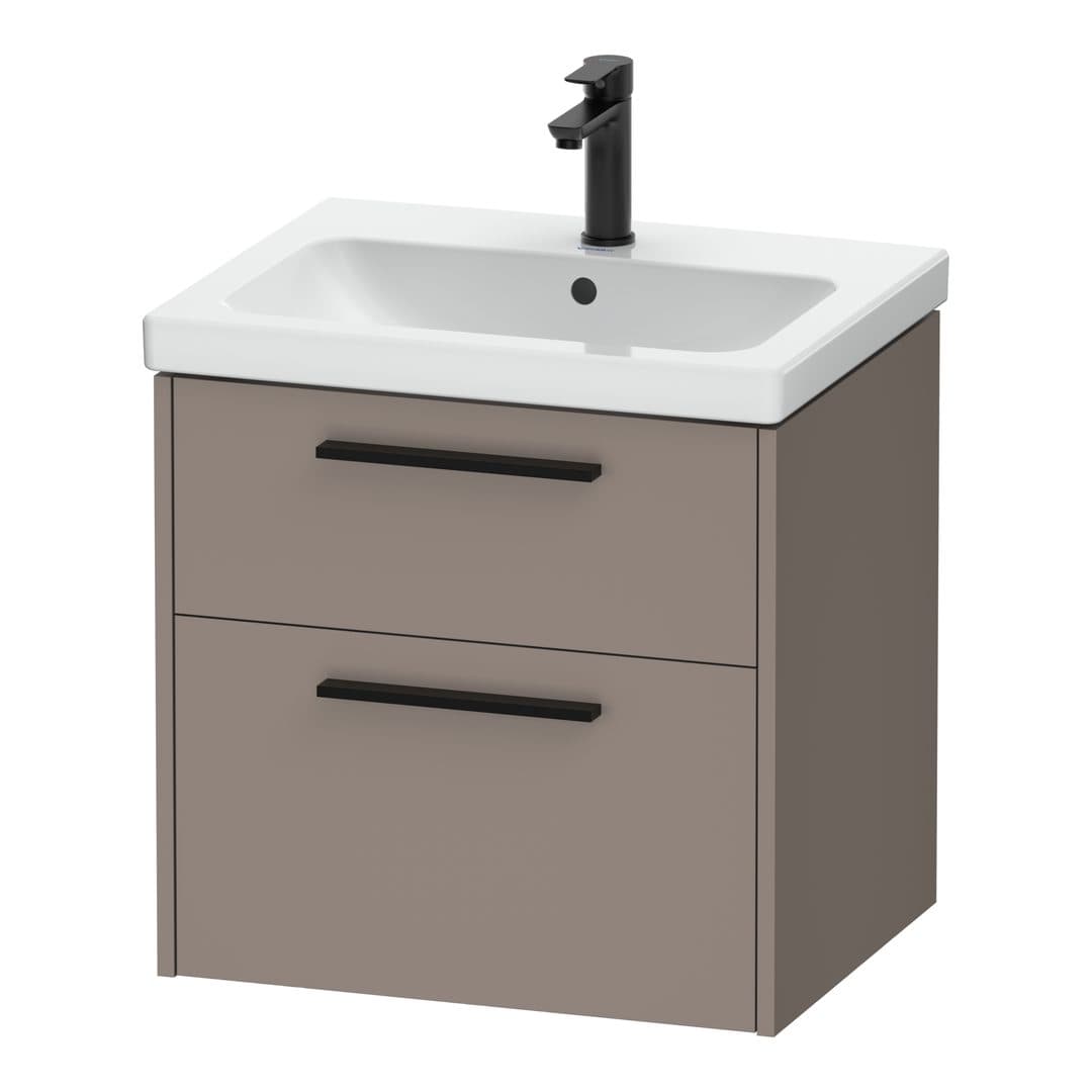 Duravit D-Code – Έπιπλο Νιπτήρα – 584 mm, 2 συρτάρια, νιπτήρας κέντρο, Diamond black Matt – Basalte Matt, Decor (DC46700BD430000)