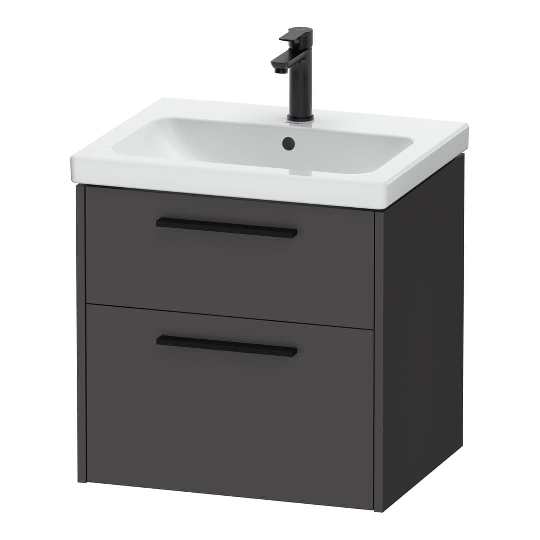 Duravit D-Code – Έπιπλο Νιπτήρα – 584 mm, 2 συρτάρια, νιπτήρας κέντρο, Diamond black Matt – Graphite Matt, Decor (DC46700BD490000)