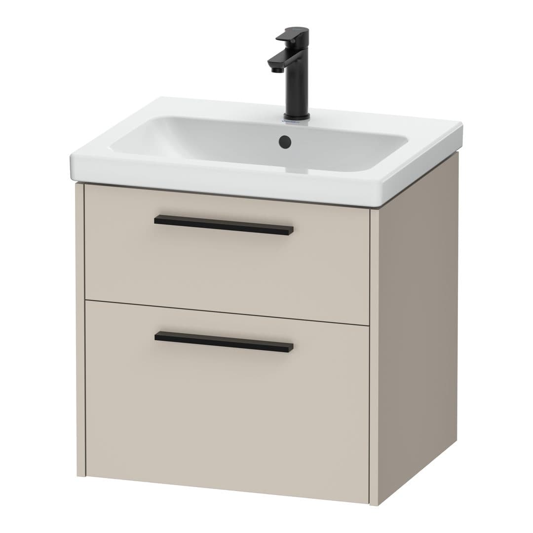 Duravit D-Code – Έπιπλο Νιπτήρα – 584 mm, 2 συρτάρια, νιπτήρας κέντρο, Diamond black Matt – Taupe Matt, Decor (DC46700BD910000)