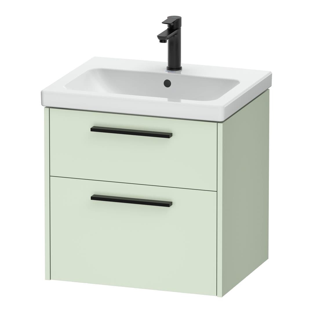 Duravit D-Code – Έπιπλο Νιπτήρα – 584 mm, 2 συρτάρια, νιπτήρας κέντρο, Diamond black Matt – Pale Green Matt, Decor (DC46700BDHH0000)
