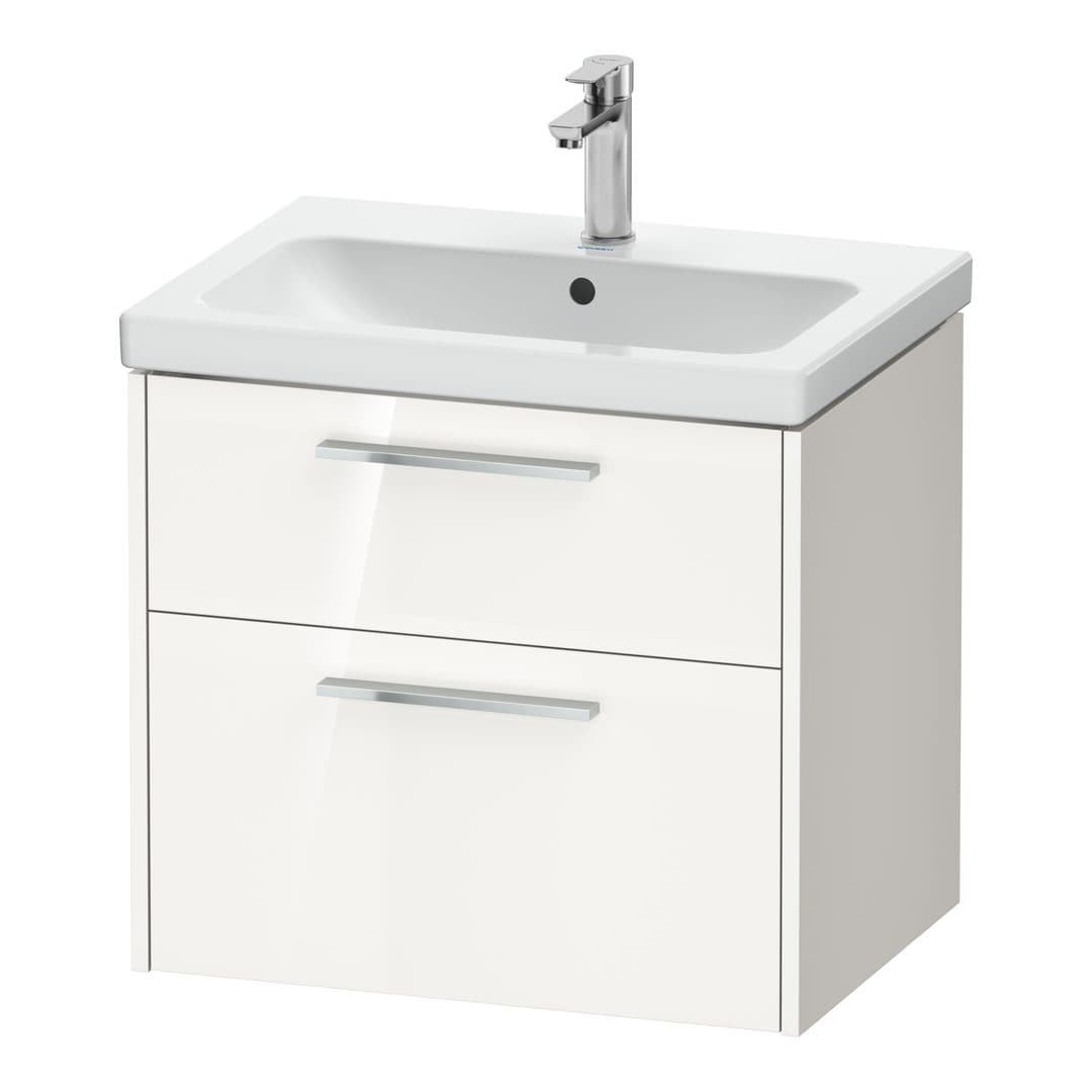 Duravit D-Code – Έπιπλο Νιπτήρα – 634 mm, 2 συρτάρια, νιπτήρας κέντρο, Chrome Glossy – White High Gloss, Decor (DC4671010220000)