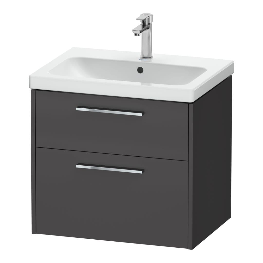 Duravit D-Code – Έπιπλο Νιπτήρα – 634 mm, 2 συρτάρια, νιπτήρας κέντρο, Chrome Glossy – Graphite Matt, Decor (DC4671010490000)