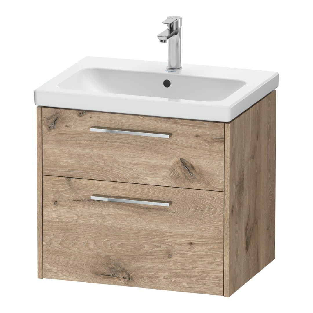 Duravit D-Code – Έπιπλο Νιπτήρα – 634 mm, 2 συρτάρια, νιπτήρας κέντρο, Chrome Glossy – Marbled Oak Matt, Decor (DC4671010550000)