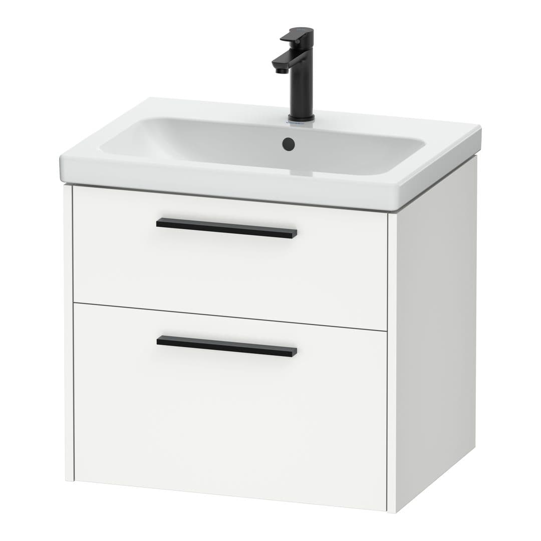 Duravit D-Code – Έπιπλο Νιπτήρα – 634 mm, 2 συρτάρια, νιπτήρας κέντρο, Diamond black Matt – White Matt, Decor (DC46710BD180000)