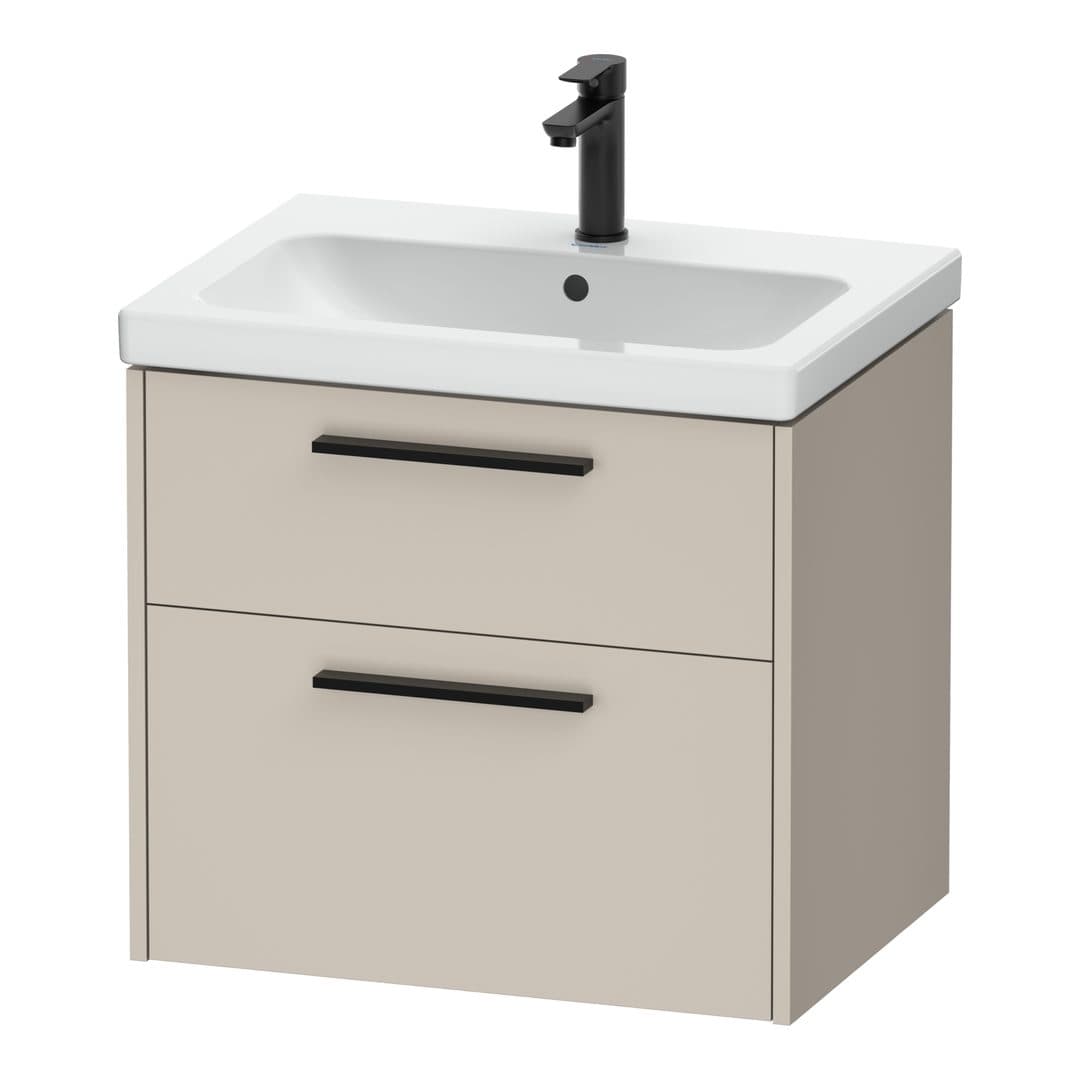Duravit D-Code – Έπιπλο Νιπτήρα – 634 mm, 2 συρτάρια, νιπτήρας κέντρο, Diamond black Matt – Taupe Matt, Decor (DC46710BD910000)