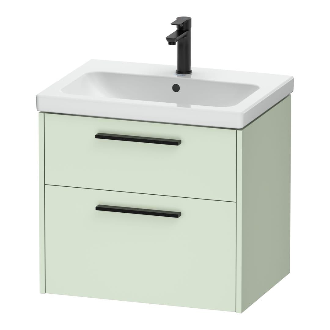 Duravit D-Code – Έπιπλο Νιπτήρα – 634 mm, 2 συρτάρια, νιπτήρας κέντρο, Diamond black Matt – Pale Green Matt, Decor (DC46710BDHH0000)