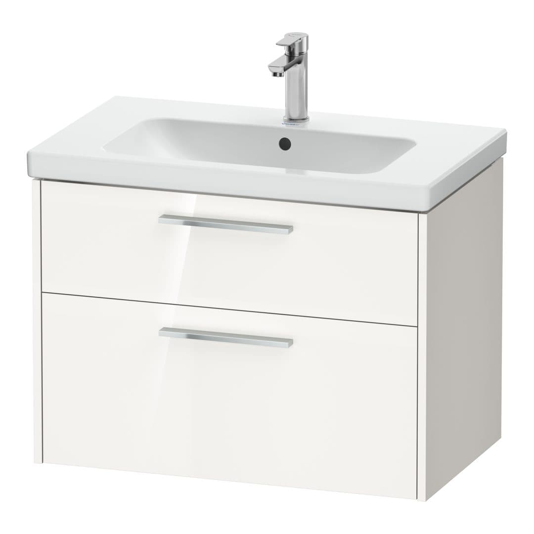 Duravit D-Code – Έπιπλο Νιπτήρα – 784 mm, 2 συρτάρια, νιπτήρας κέντρο, Chrome Glossy – White High Gloss, Decor (DC4672010220000)