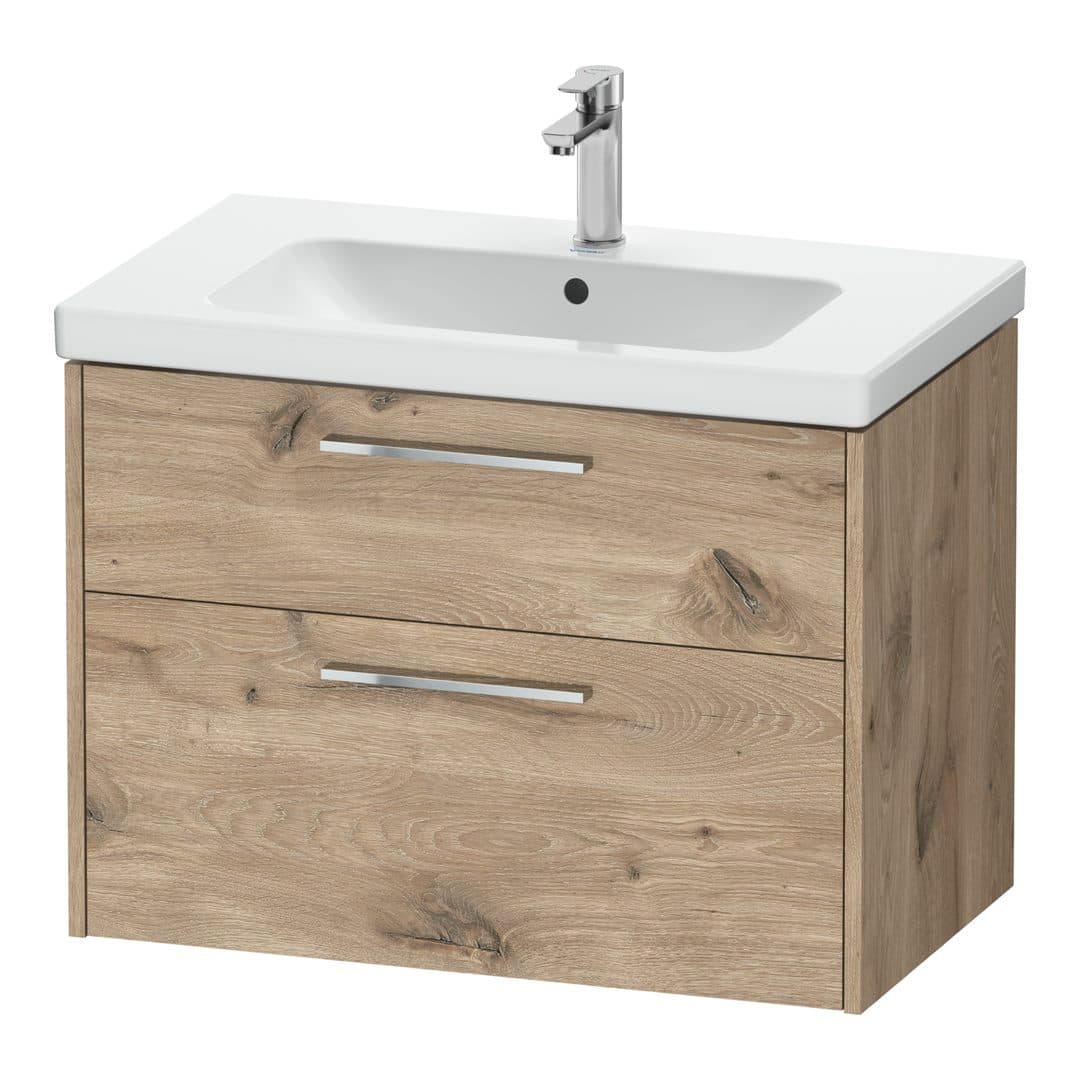 Duravit D-Code – Έπιπλο Νιπτήρα – 784 mm, 2 συρτάρια, νιπτήρας κέντρο, Chrome Glossy – Marbled Oak Matt, Decor (DC4672010550000)